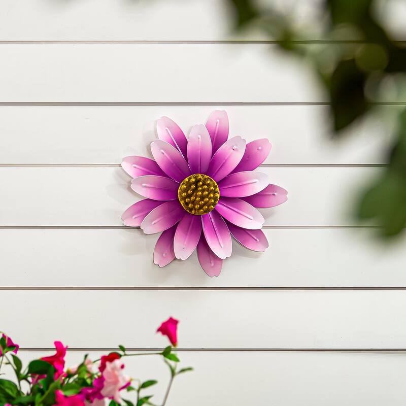 13" Metal Pink Sunflower Wall Spinner