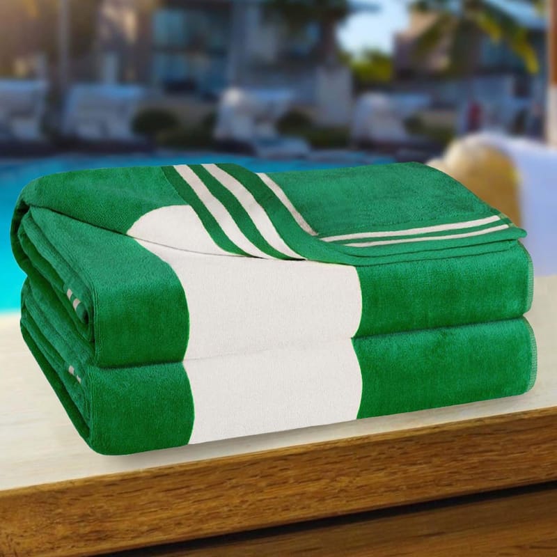 Cabana Stripe Oversized Cotton Beach 2 Piece Towel Set by Superior