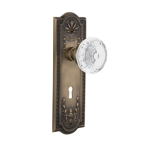Nostalgic Warehouse MEACME_PSG_238_KH Vintage Crystal Meadows Passage Door Knob Set with Meadows Rose, 2-3/8" Backset and