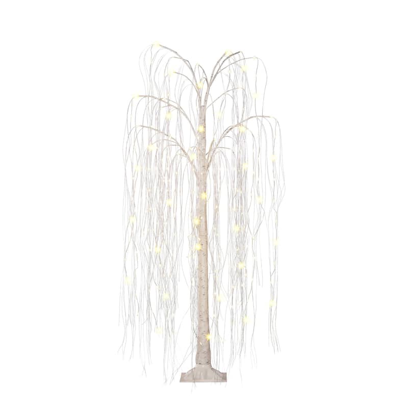 Pre-lit Willow Artificial Christmas Tree - 5’ - Warm White LED Lights - 5 Foot