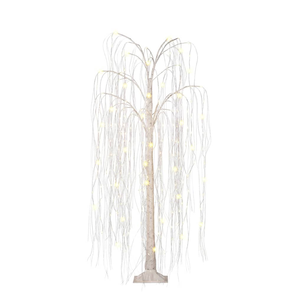 Pre-lit Willow Artificial Christmas Tree - 5’ - Warm White LED Lights - 5 Foot
