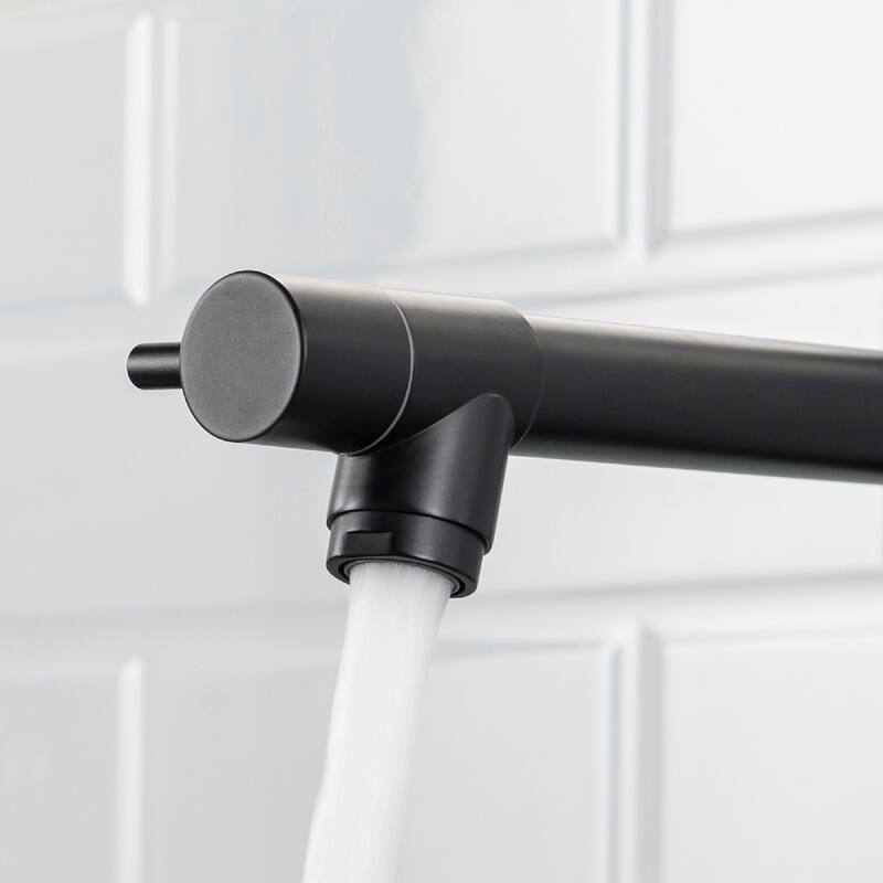 Copper Kitchen Faucet With Double Spray Drop Down 360 Rotation