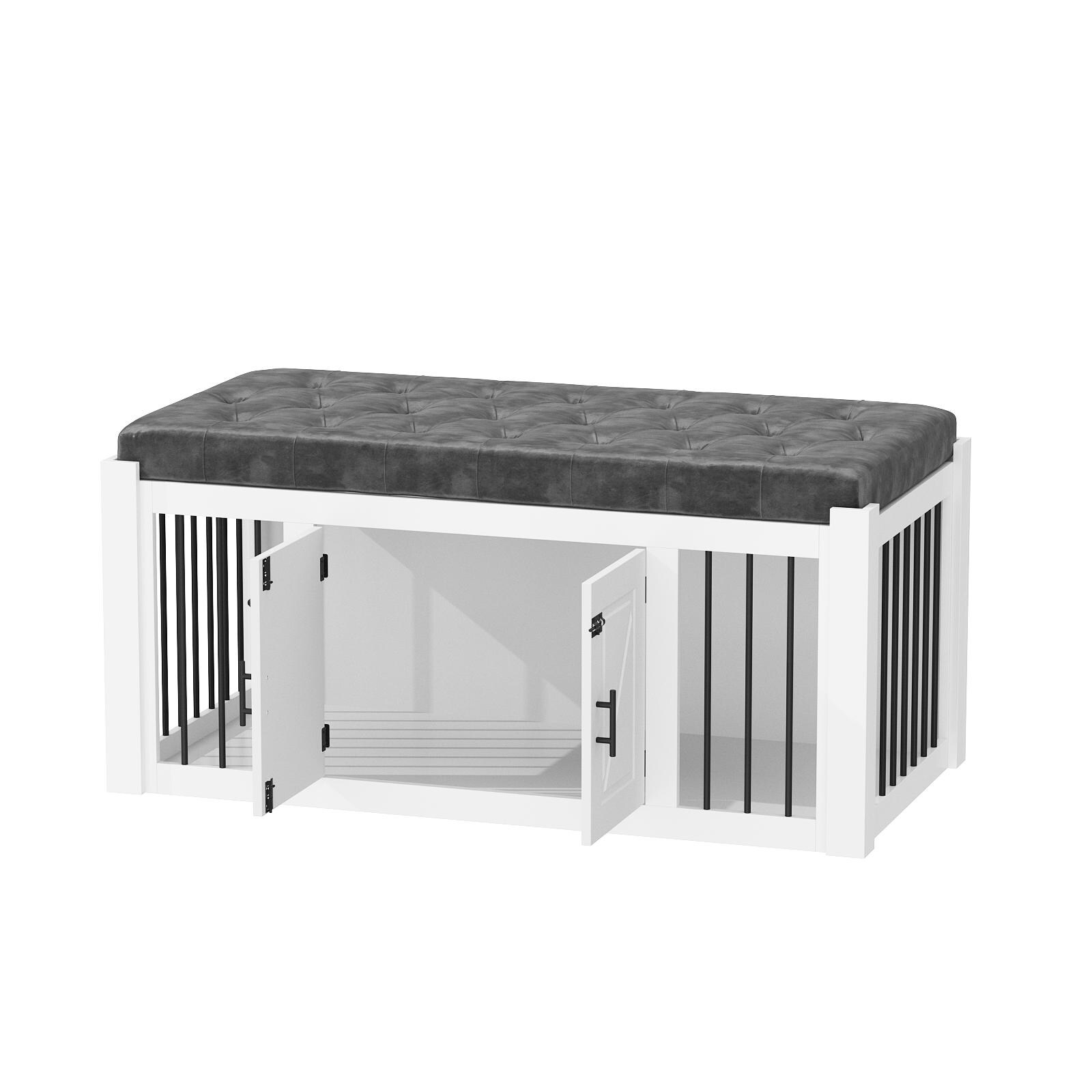 Dog Crate w Padded Seat Ideal for Small to Medium Dogs Bedroom Bench