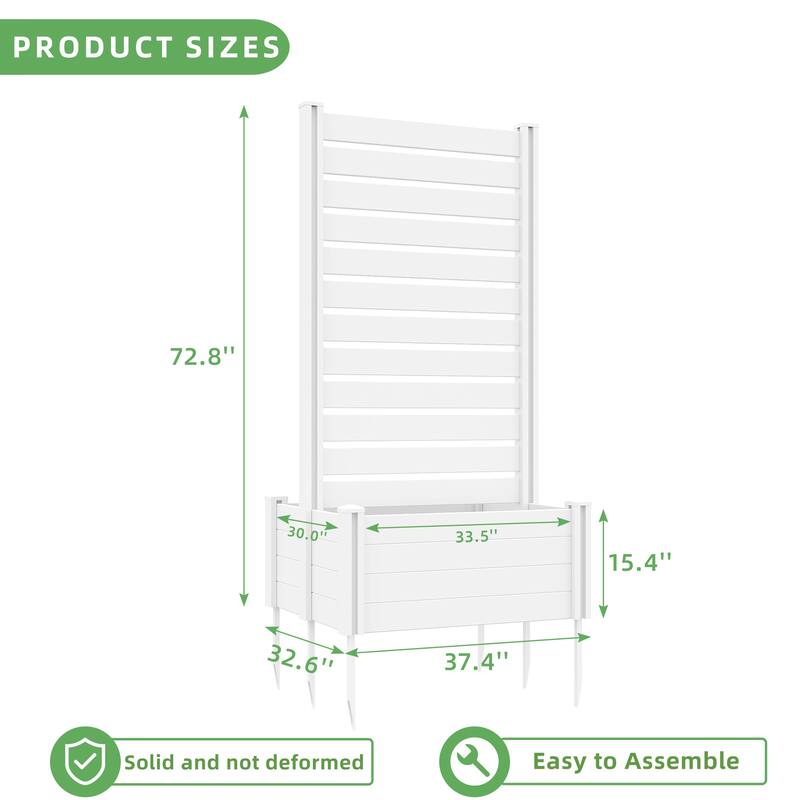 Outdoor PVC Privacy Raised Garden Bed Panels Planter Box With Ground Stakes
