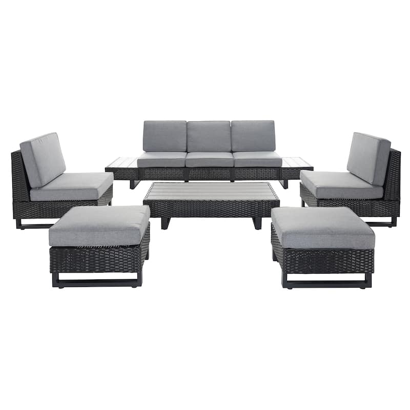 SAFAVIEH Outdoor Ladina 6-Piece Patio Conversation Set - 91"Wx26"Dx28"H