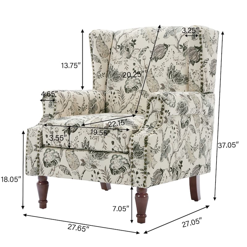 Set of 2 Patterned Upholstered Accent Chair for Living Room