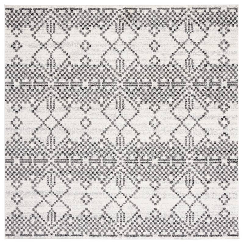 SAFAVIEH Tulum Elin Moroccan Boho Rug - 6'7" Square - Dark Grey/Ivory