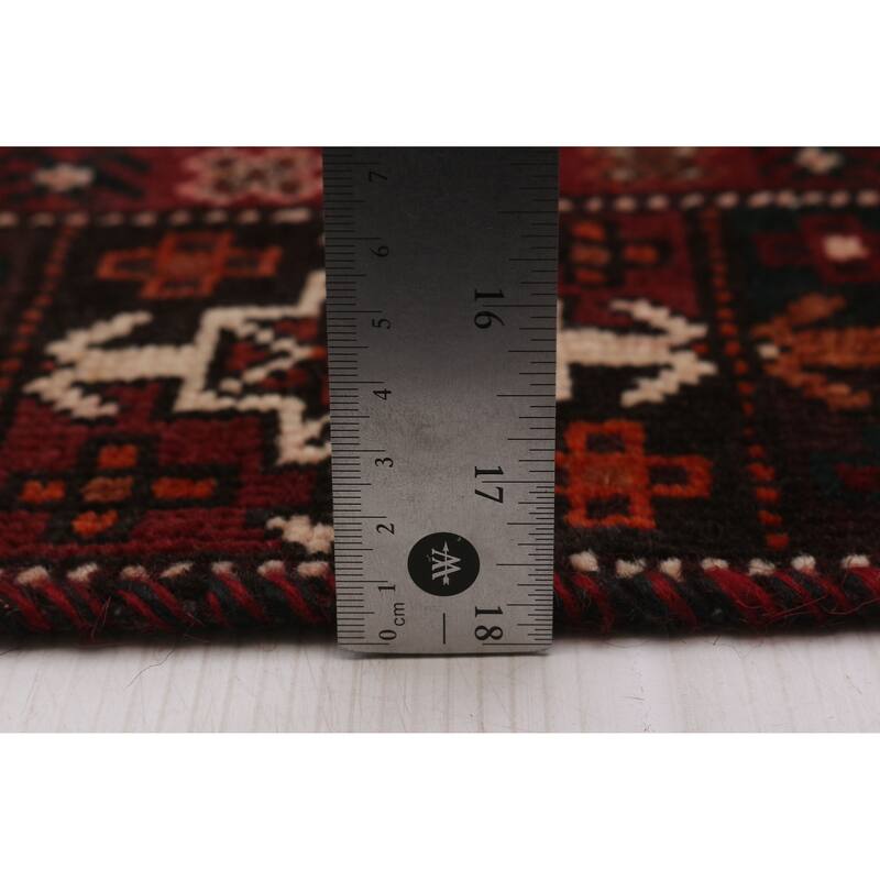 ECARPETGALLERY Hand-knotted Baluch Black, Red Wool Rug - 3'10 x 9'5