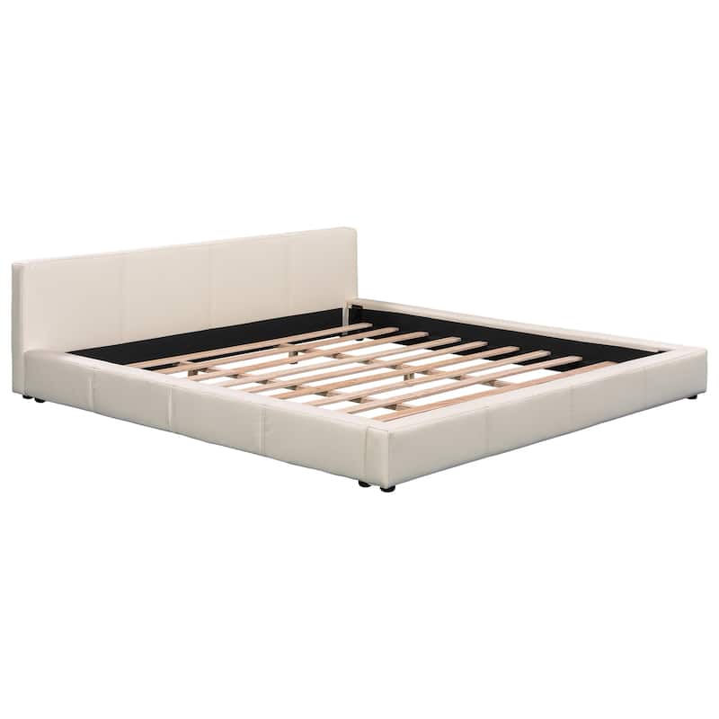Christopher Knight Home - Faux Leather Upholstered Modern Platform Bed with Sturdy Wood Frame, No Box Spring Needed