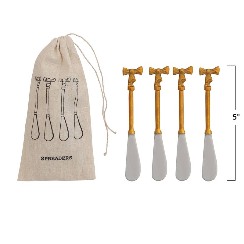 4-Piece Canape Knives with Bow Handles - 5.0"L x 0.75"W x 0.25"H