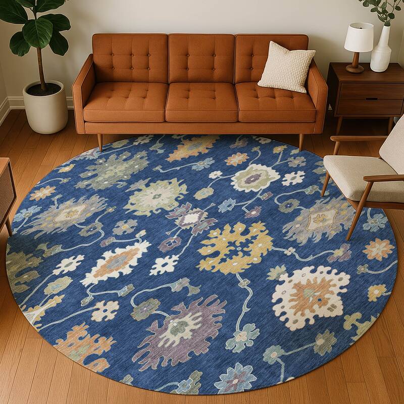 Machine Washable Indoor/ Outdoor Traditonal Delhi Chantille Rug