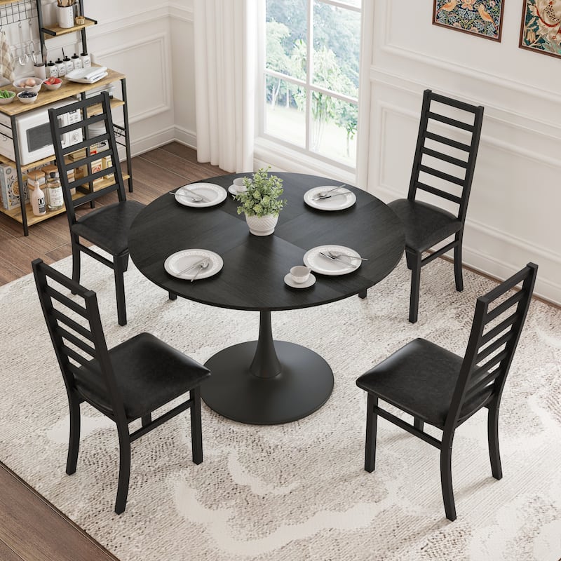 High Back Armless Dining Chairs with Steel Legs and PU Leather Seats, Set of 4/Set of 2