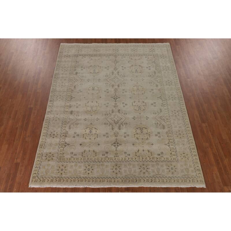 All-Over Oushak Oriental Area Rug Handmade Wool Carpet - 7'11" x 9'11"