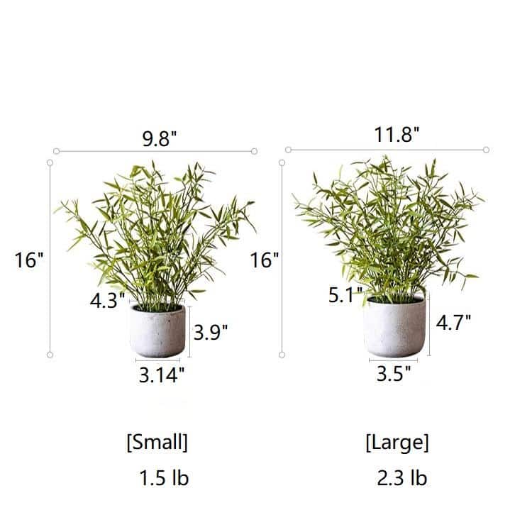 RusticReach Realistic Mini Bamboo Leaf Potted Plant - [A]-Small