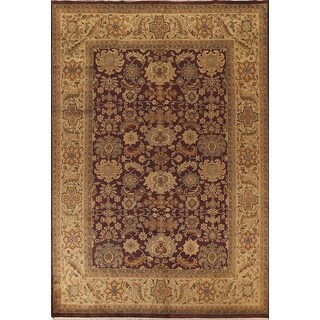 Purple & Gold Floral Agra Oriental Area Rug Handmade Wool Carpet - 9'0 ...