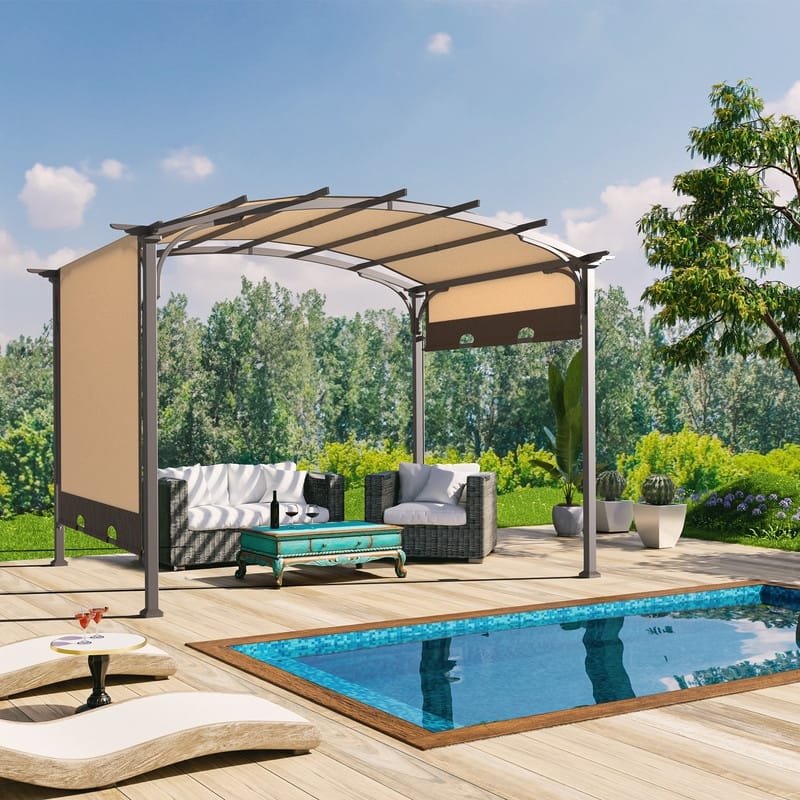10.8 Ft. W x 8.8 Ft. D Metal Pergola with Canopy