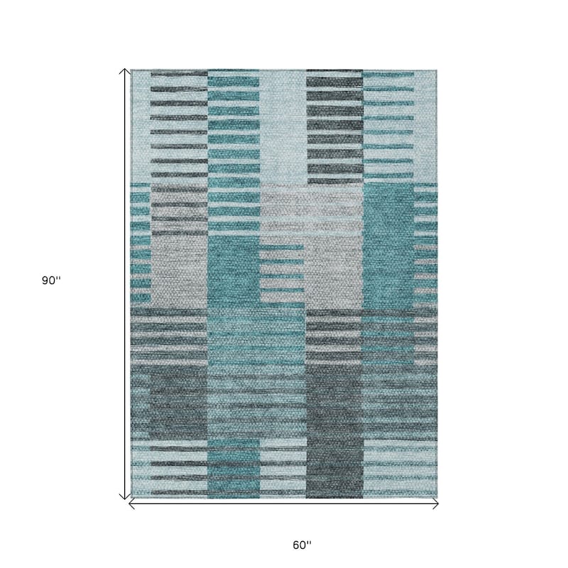 HomeRoots Striped Transitional Rectangle Outdoor Rug