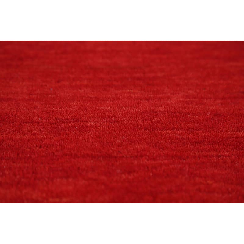 Tribal Red Gabbeh Indian Area Rug Hand-Knotted Wool Carpet - 5'10" x 7'9"