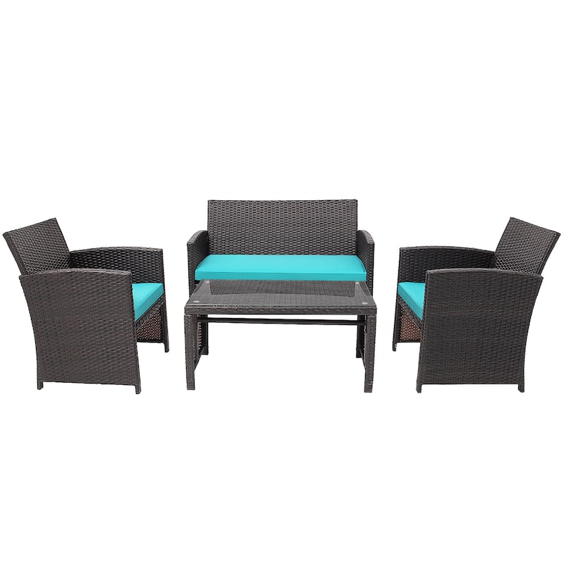 Costway 8PCS Patio Rattan Furniture Set Cushioned Chair Sofa Coffee