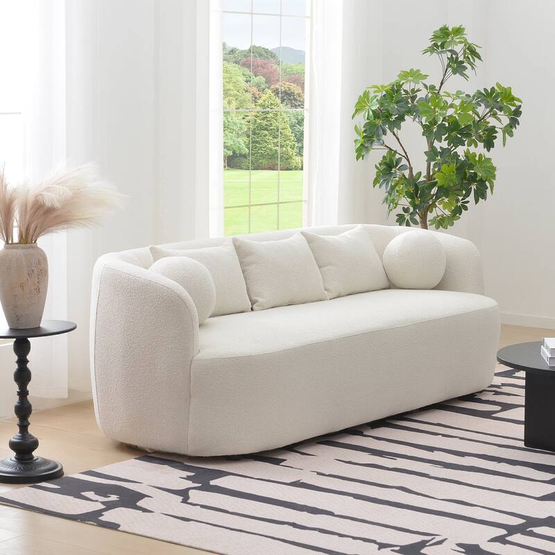 KINWELL 3-Seater Sherpa Boucle Upholstered Sofa Couch for Living Room Lounge, 85" W