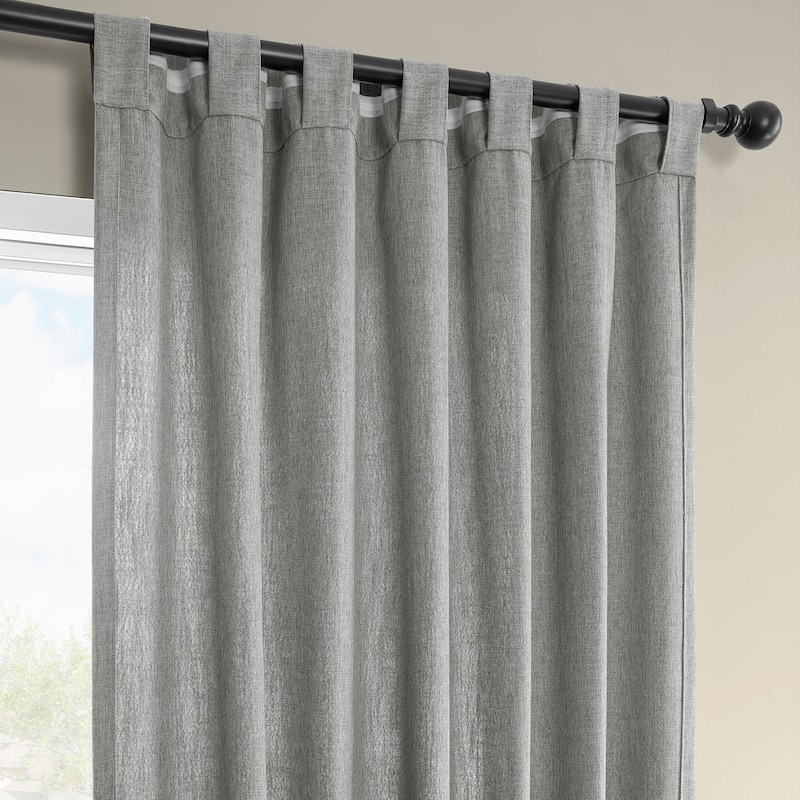 Exclusive Fabrics Basic Faux Linen Curtain Pair - 2 Panels - Light Filtering Window Curtains