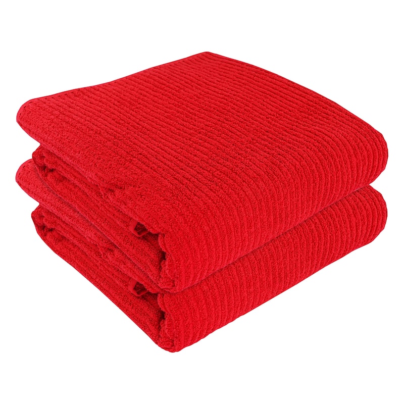 Large Bath Towel - Ultra-Absorbent Natural Cotton Bath Sheet Towel for Bathroom - 35 x 70 Inches Thick Luxury Bath Towel - Red - Pack of 2