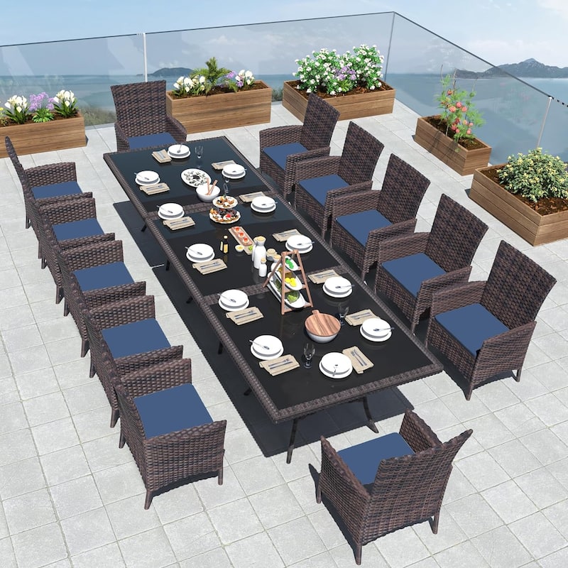 Kullavik Outdoor Dining Set, Rattan Patio Furniture Dining Table & Chairs