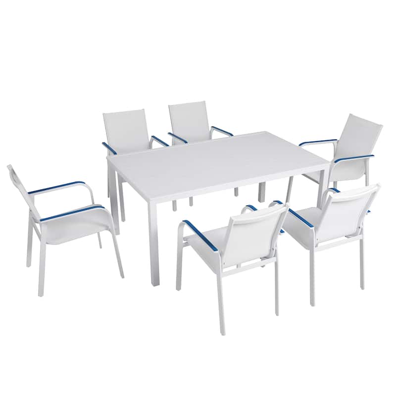 NUU Garden 7 Piece Aluminum Outdoor Stackable Chairs Set