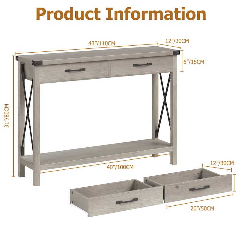 Sofa Table with Storage Shelf Side Design Accent Wood Entryway Table