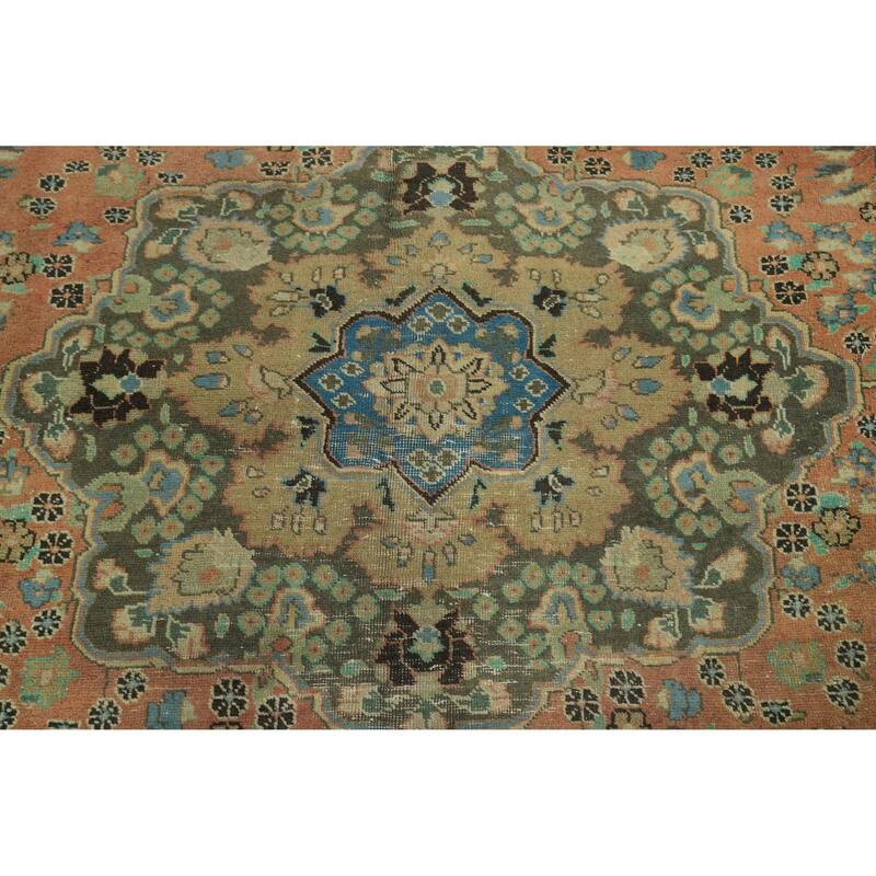 Hand Knotted Oriental 100% Wool Carpet Traditional Floral Oranges & Rust Mashad Area Rug - 12' 5'' X 9' 7''