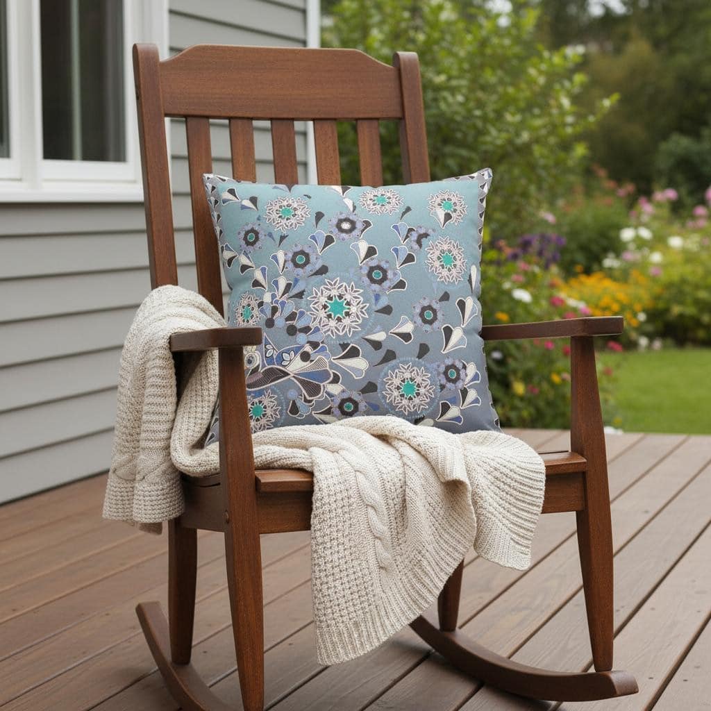 HomeRoots 16" x 16" Purple Peacock Blown Seam Floral Indoor Outdoor Throw Pillow - 16.00' X '5.00' X '16.00