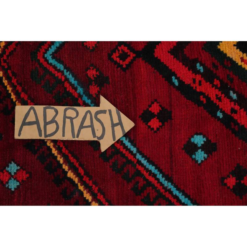 Hand Knotted Oriental 100% Wool Carpet Traditional Tribal Red Shiraz Area Rug - 9' 5'' X 4' 11''
