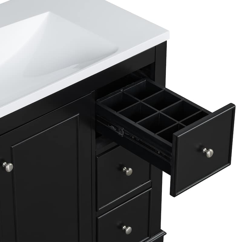 GDFStudio - Mario 36" Bathroom Vanity Cabinet with 4 Drawers and 1 Soft-Close Door