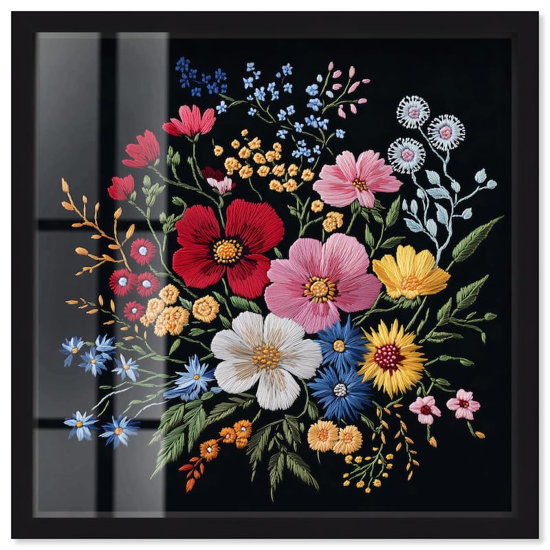 Midnight Wildflower Weave Shadowbox by Art Remedy - Black - 24" x 24"