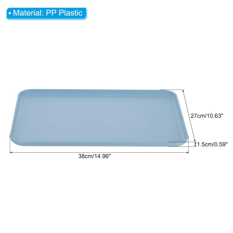15x11" Fast Food Tray, PP Plastic Reusable Rectangle Serving Tray - Blue
