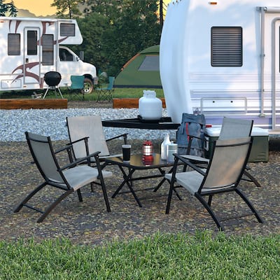 COSCO 5-Piece Outdoor Folding Sling Chat Set