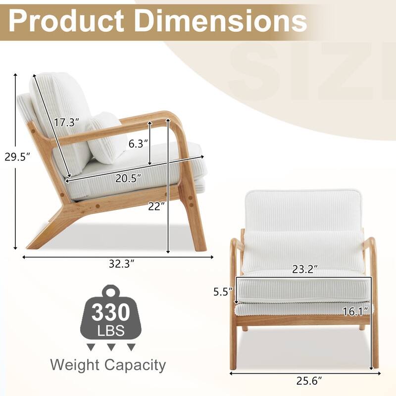 2-pc Upholstered Linen Blend Accent Chair