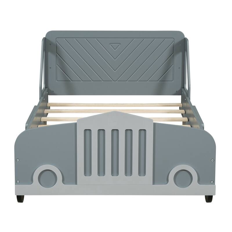 Twin Size Car-Shaped Platform Bed with Wheels
