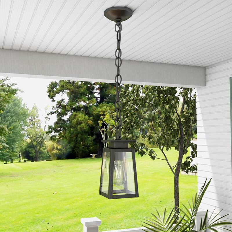 1-Light Outdoor Lantern Pendant Light (2 Pack) - Matte Black