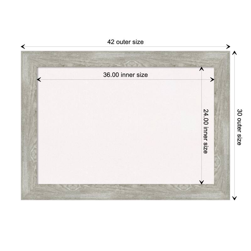 Dove Greywash Framed White Corkboard Bulletin Board - Board Size 36x24