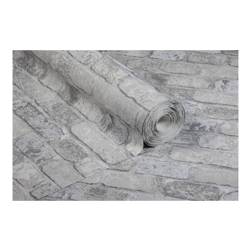 Brewster Princess Street Grey Brick Wallpaper - 20.5 x 396 x 0.025