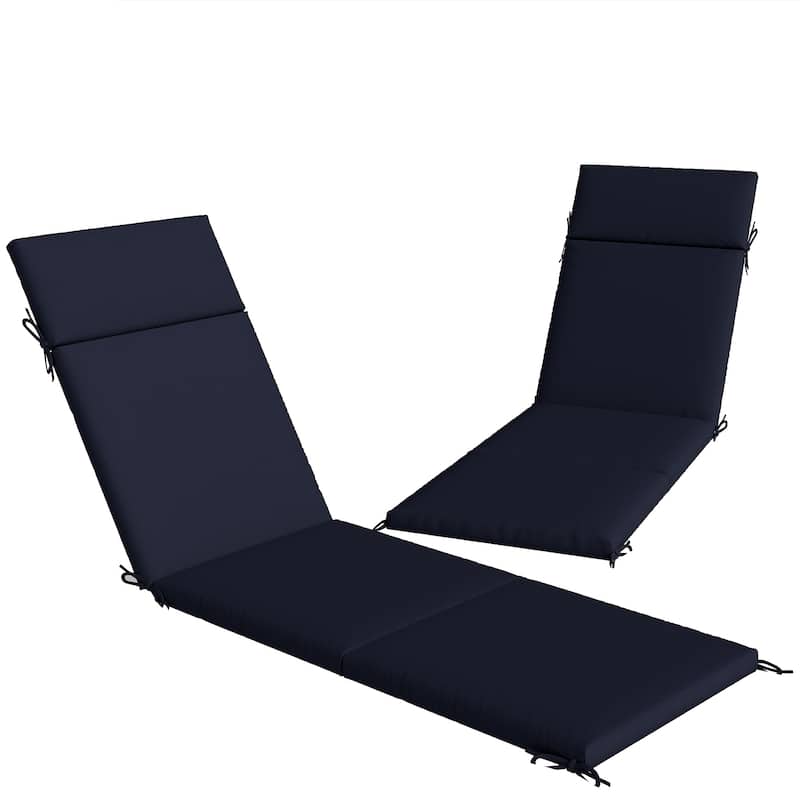 Outsunny Outdoor Chaise Lounge Cushions Set of 2, Chaise Lounge Cushions with 6 Ties, High-Density Foam