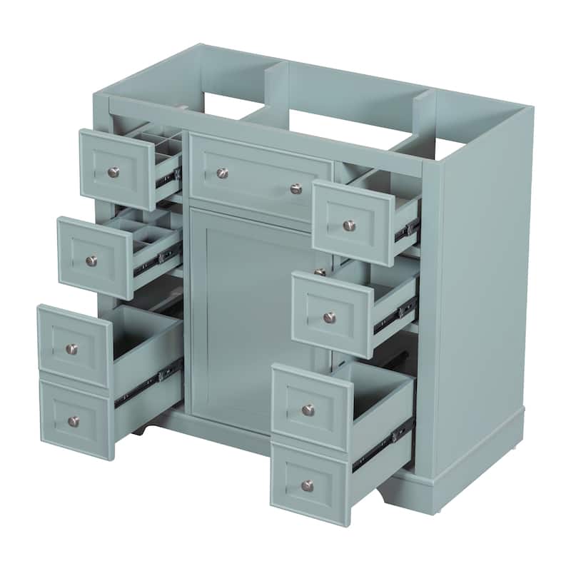 36" Bathroom Vanity without Sink,Cabinet Base Only,One Cabinet and Six Drawers