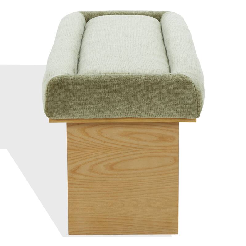 SAFAVIEH Couture Trudy Chenille And Wood Bench - 51"W x 17"D x 18"H