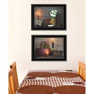 TrendyDecor4U Farmhouse "Baskets and Flowers" Framed Print Wall Art by Susie Boyer - Brown