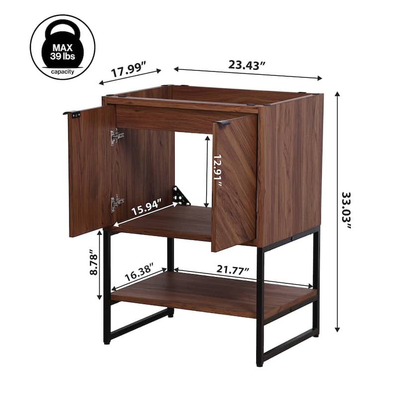 Juhl Chevron-Front Modern Minimalist 2-Shelf Bath Vanity Cabinet Only (Sink Basin Not Included), By JONATHAN Y