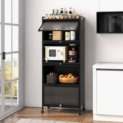 5-Tier Kitchen Baker's Rack Storage Cabinet w/ Mobile Microwave Stand