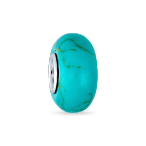 Imitation Turquoise Bead Slide-on Charm Sterling Silver Imitation Turquoise Bead Slide-on Charm Sterling Silver