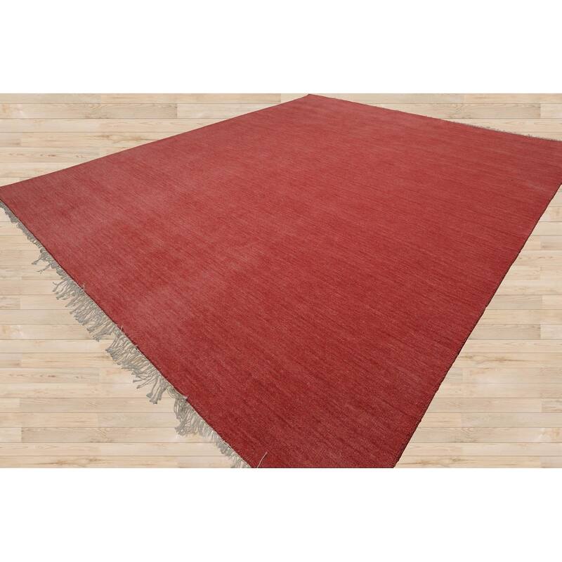 Hand Loomed Coral, Solid Wool Traditional Oriental Area Rug