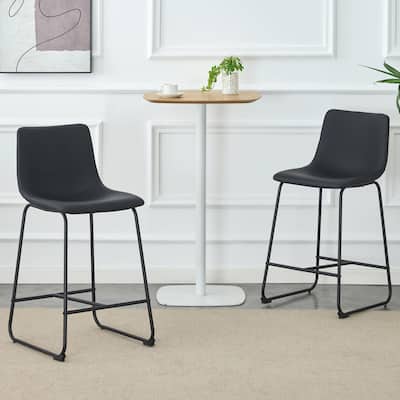 Set Of 2 Modern Minimalist Style Pu Material Bar Stools